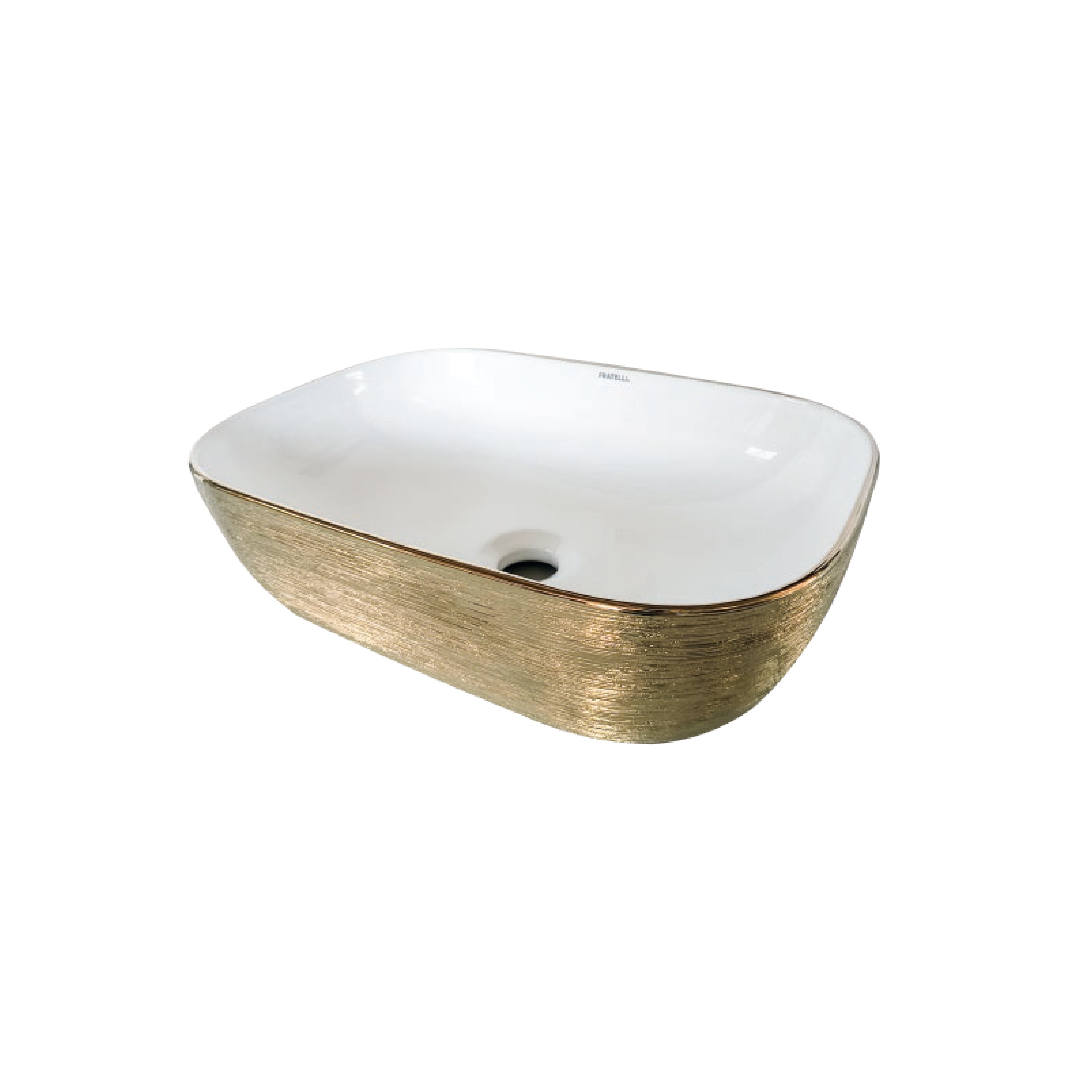 Bowl Loza (153-GBL) Mod. Rectangulo Blanco C/Dorado Texturado 45X22X13.5-Fratelli